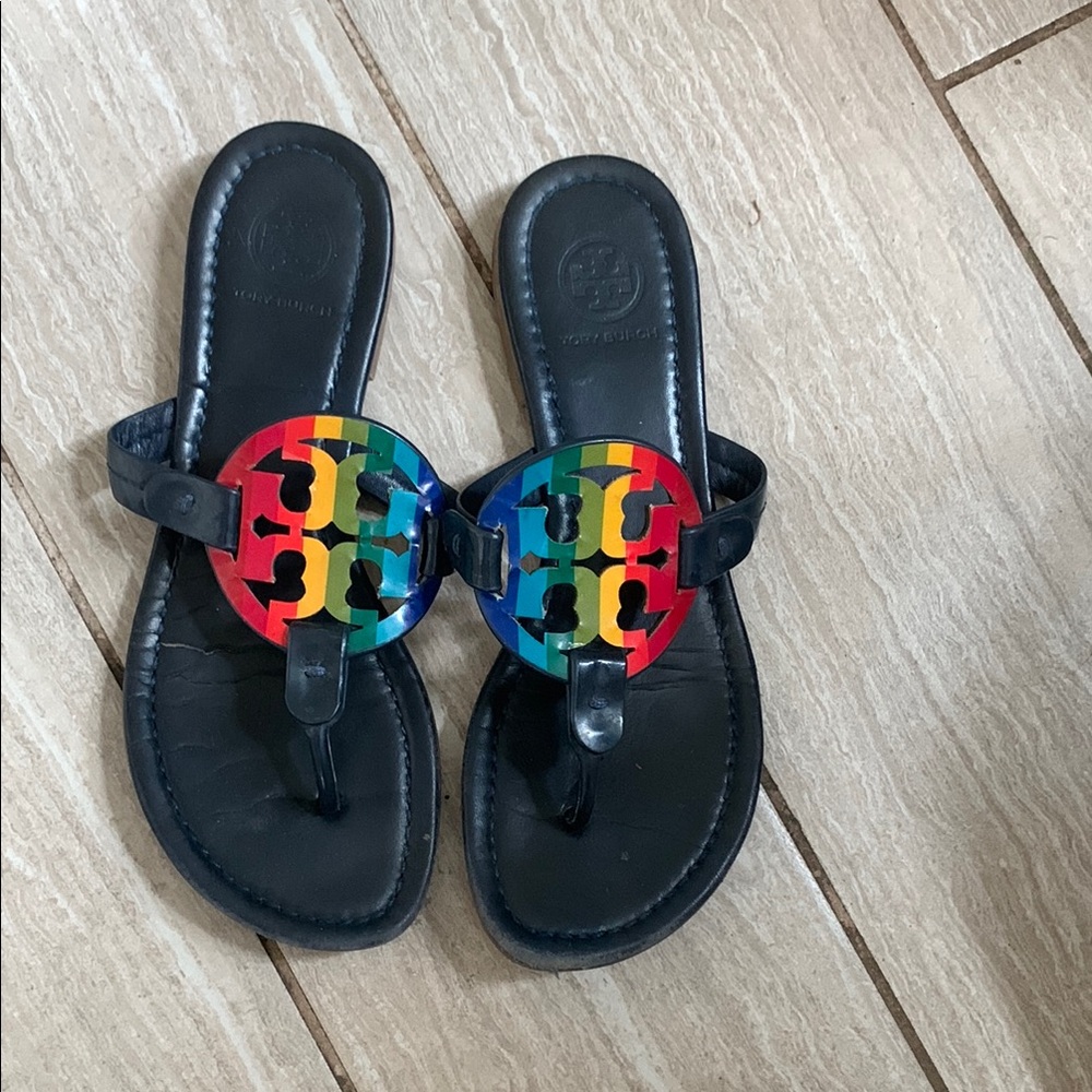 Colorful Logo Black Sandals